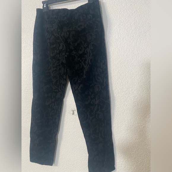Alfani Black Textured Jacquard velvet dress trousers mid rise skinny leg size 8 - Picture 4 of 10